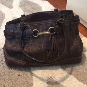 Authentic brown leather coach purse